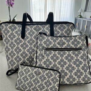 Kate Spade Blue and White Floral Spade Tote Set